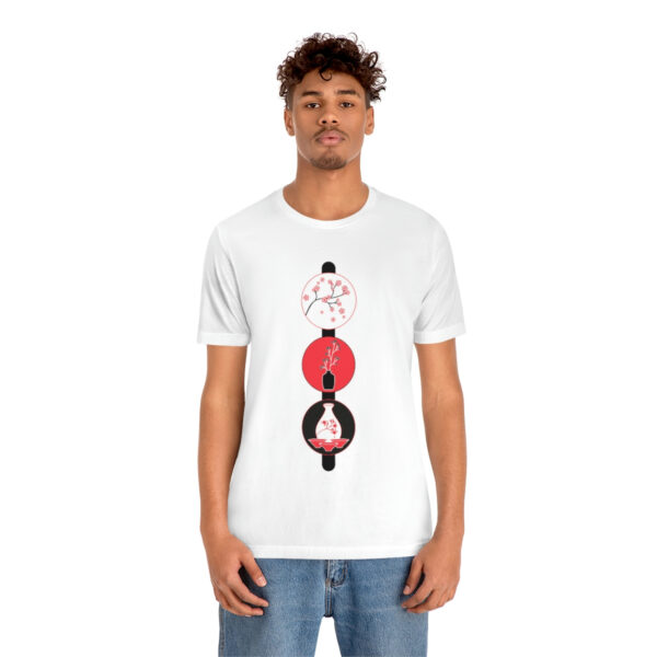 Cherry Blossoms and Tea Unisex Jersey Short Sleeve Tee - Image 3