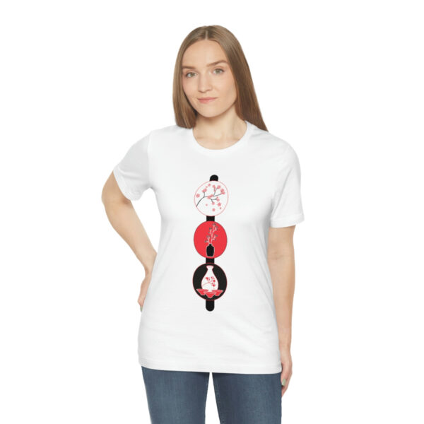Cherry Blossoms and Tea Unisex Jersey Short Sleeve Tee - Image 4