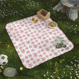 Pink blooming flowers and it's tea time tea pot Picnic Blanket