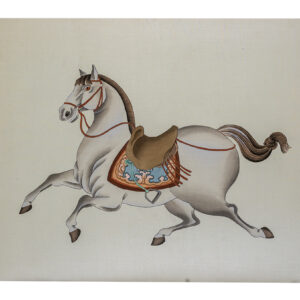 Asian watercolor painting on silk paper, horse, 16x20