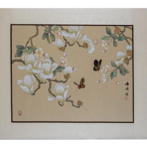 Asian watercolor painting on silk paper, Butterfly, 16x20