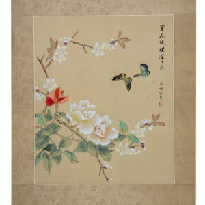 Asian watercolor painting on silk paper, Butterfly, 16x20