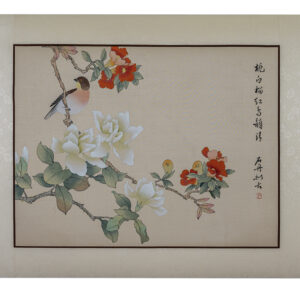Asian watercolor painting on silk paper, bird, 16x20