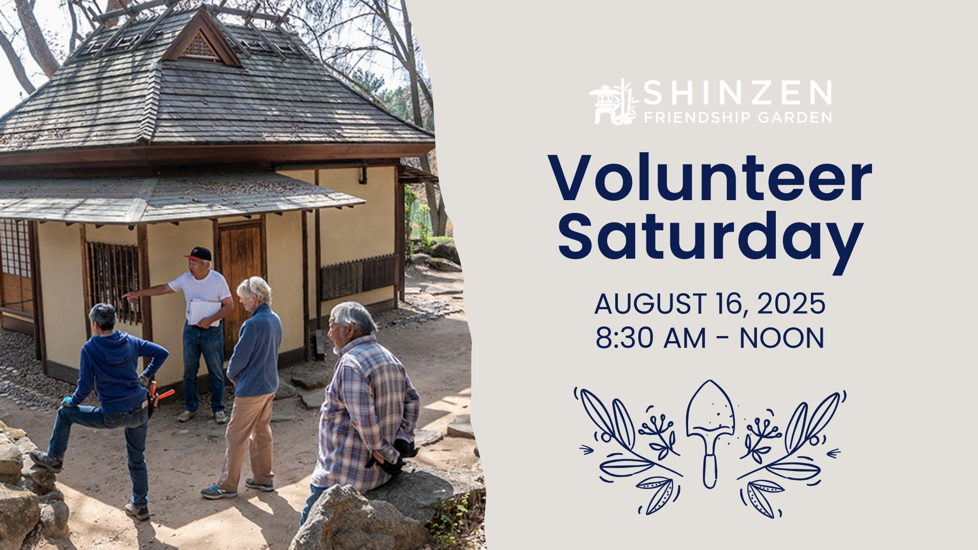 AUGUST 16 VOLUNTEER SATURDAY AT SHINZEN GARDEN INSIDE WOODWARD PARK