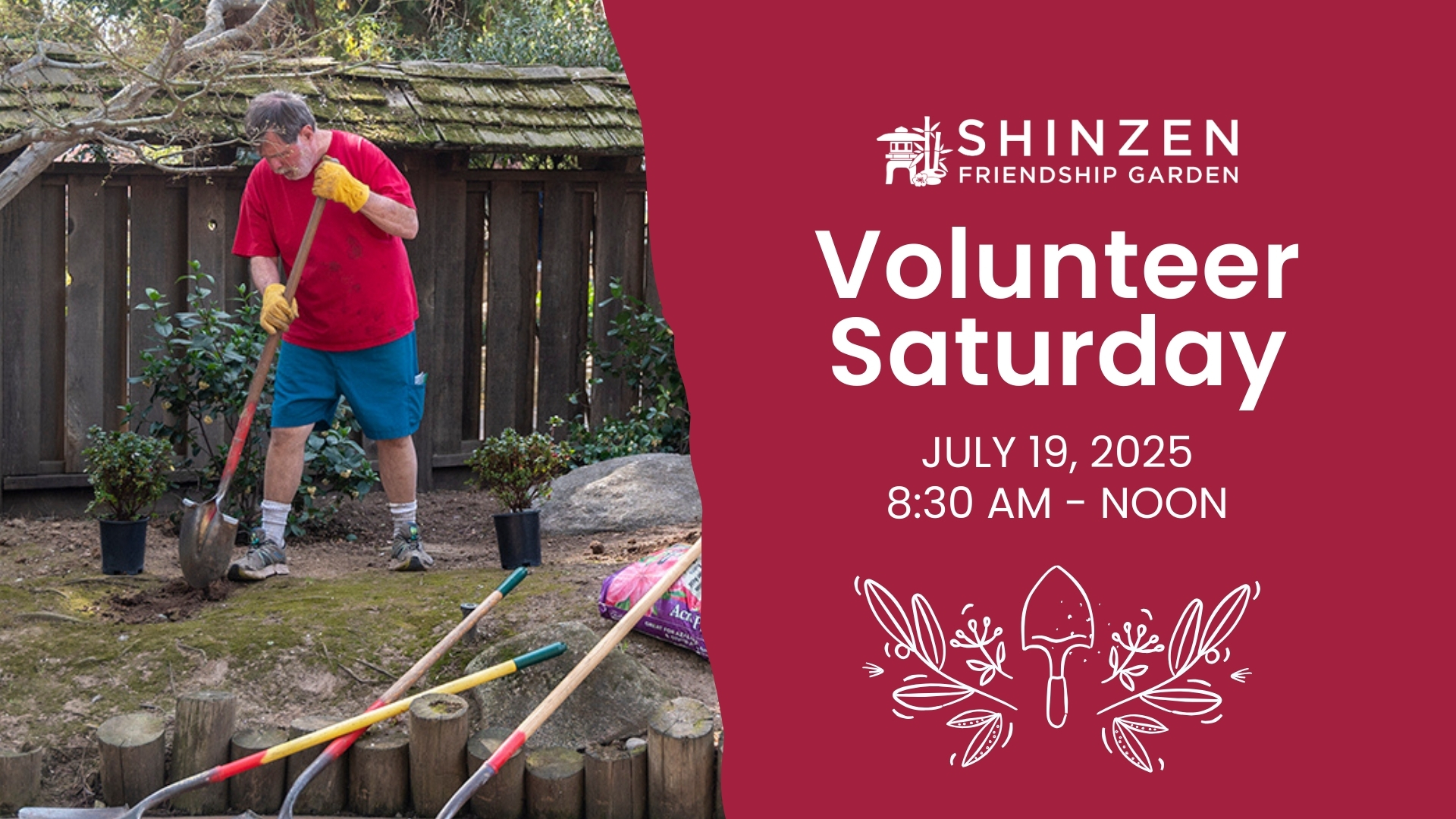 JULY 19 VOLUNTEER SATURDAY AT SHINZEN GARDEN INSIDE WOODWARD PARK