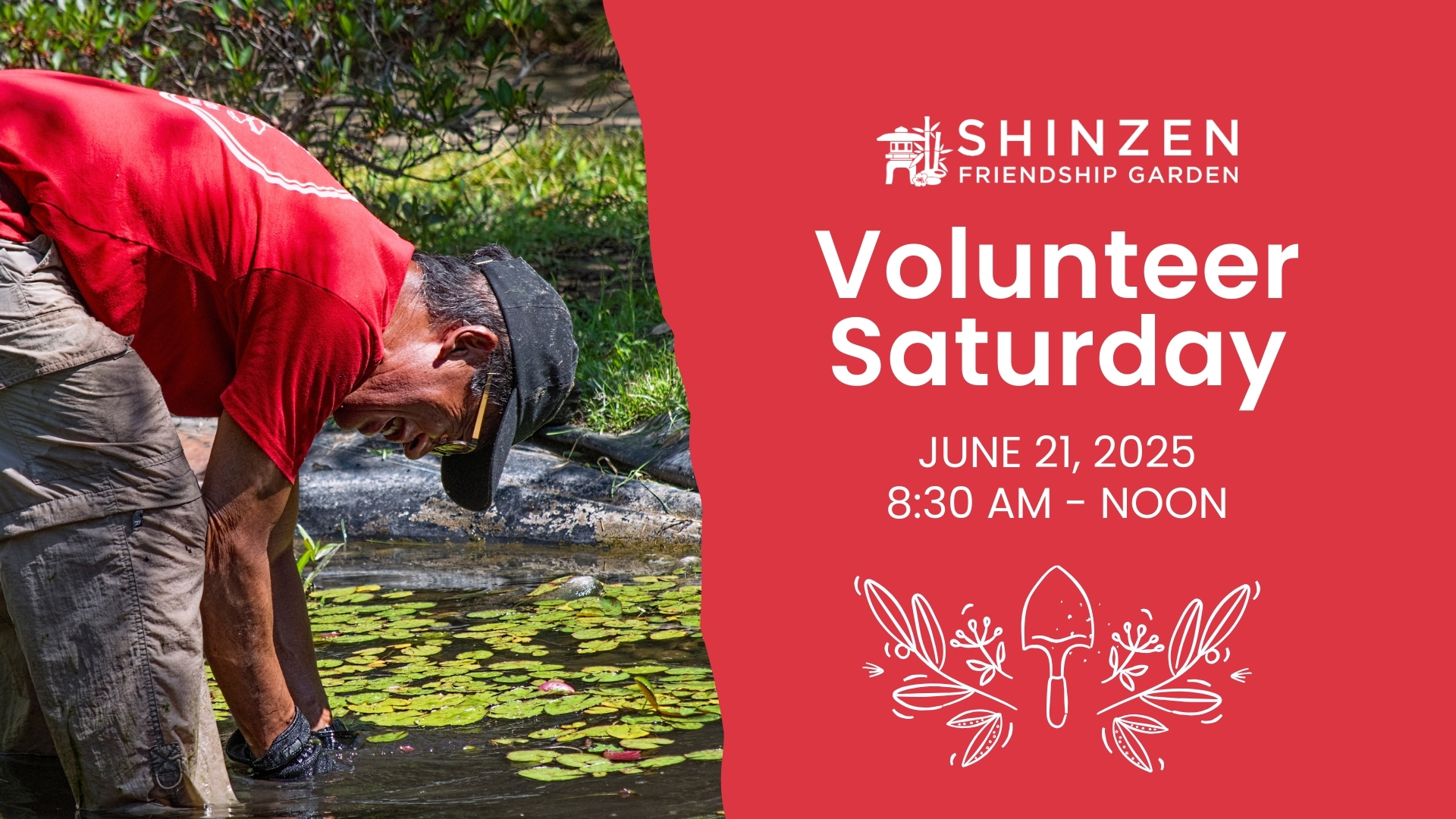 JUNE 21 VOLUNTEER SATURDAY AT SHINZEN GARDEN INSIDE WOODWARD PARK