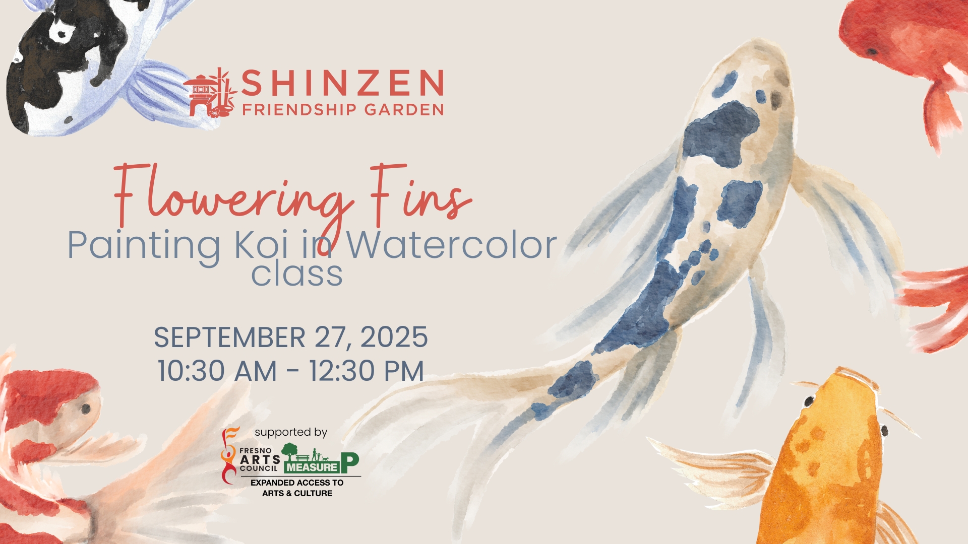 koi watercolor class at Shinzen garden on september 27