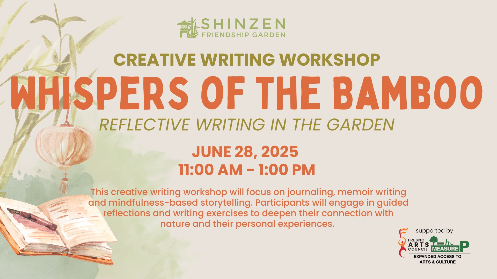 creative writing workshop whispers of the bamboo at shinzen garden