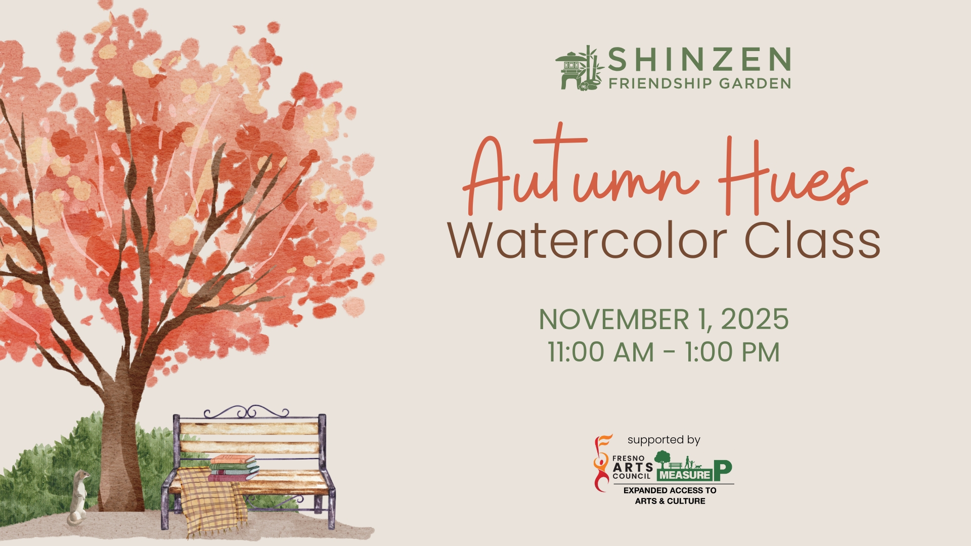 autumn hues watercolor class at shinzen garden