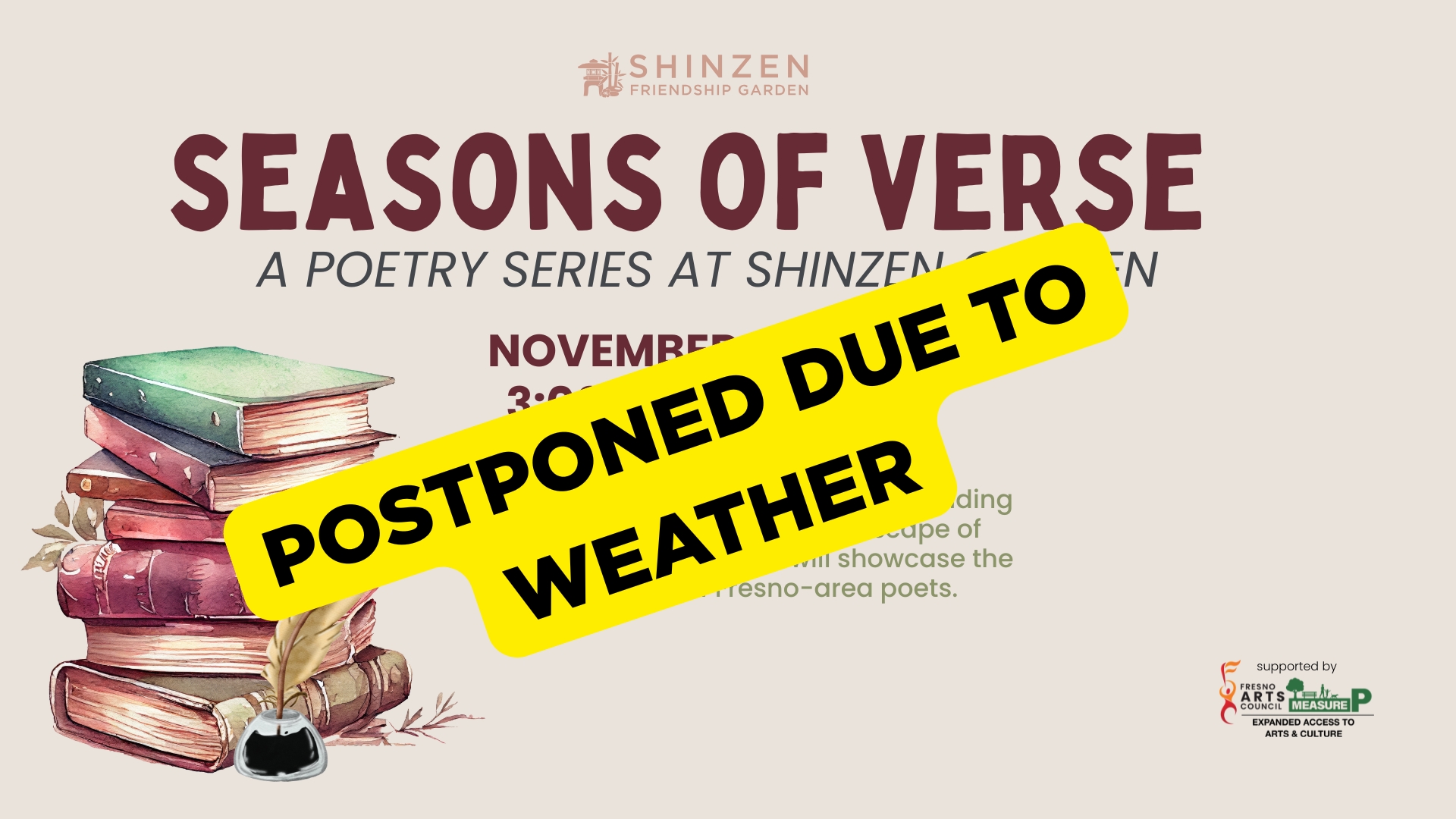 EVENT POSTPONED DUE TO WEATHER