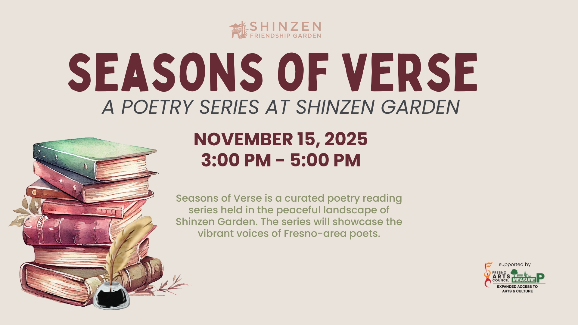 seasons of verse poetry series at shinzen garden november 15 2025