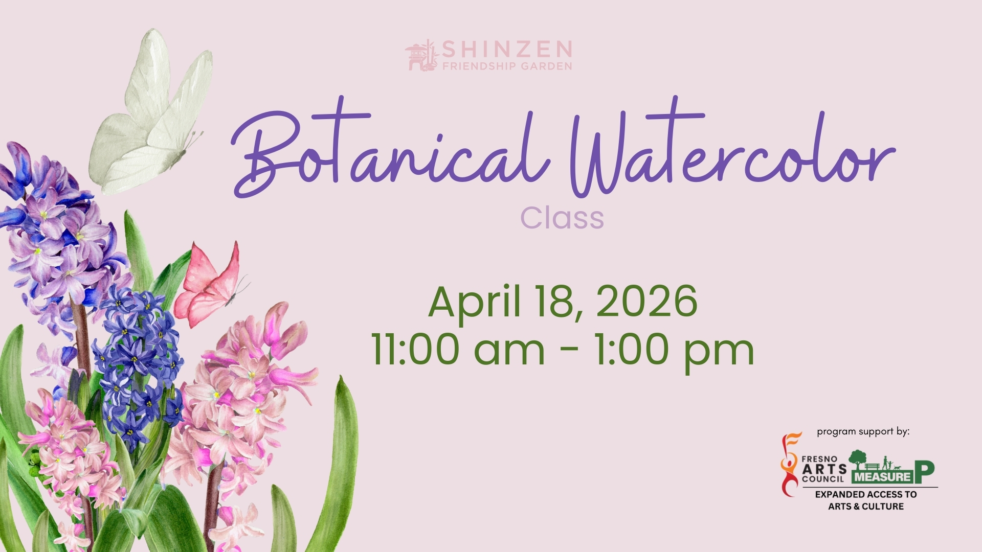 April 18 2026 botanical watercolor class at shinzen garden