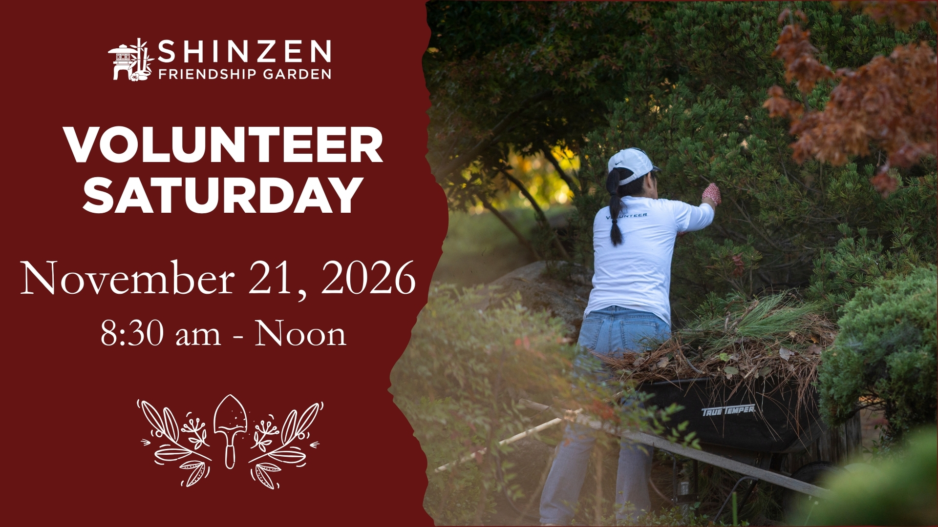 november 21 2026 volunteer saturday at shinzen garden
