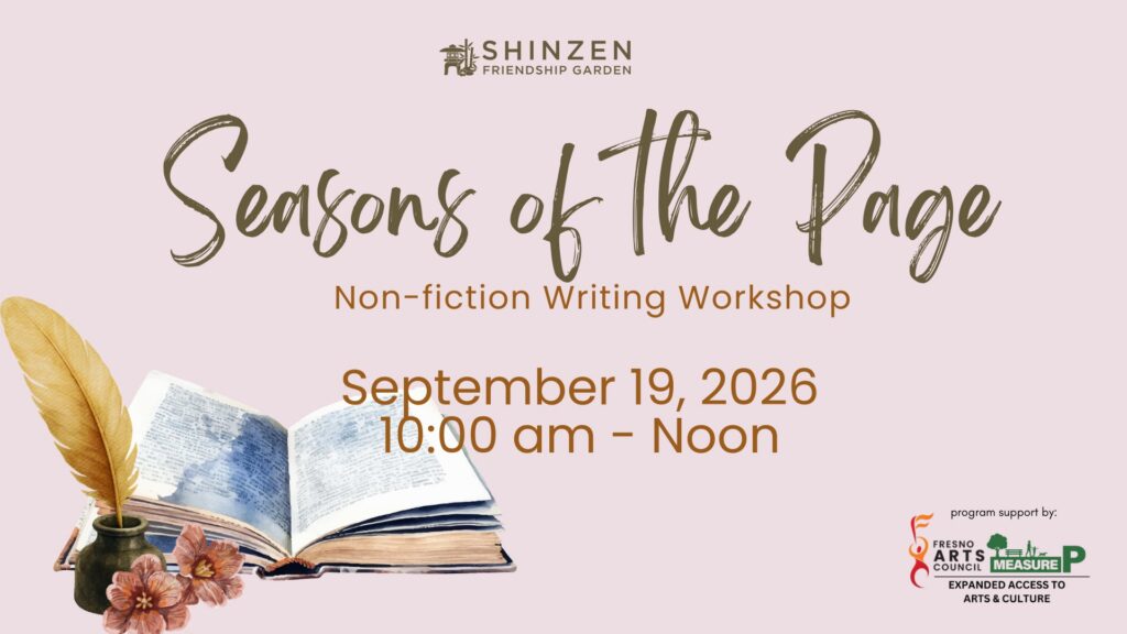seasons of the page non-fiction writing class on september 19 from 10 to noon at shinzen garden