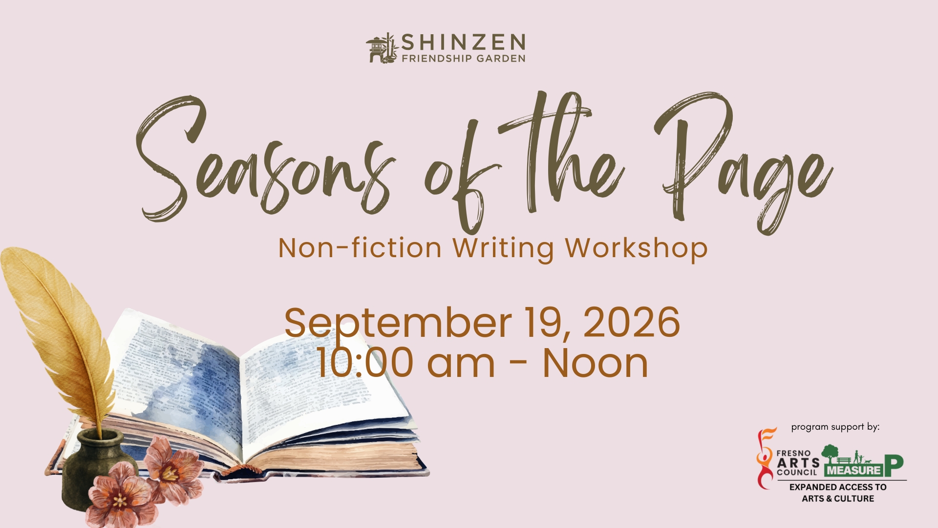 seasons of the page non-fiction writing class on september 19 from 10 to noon at shinzen garden