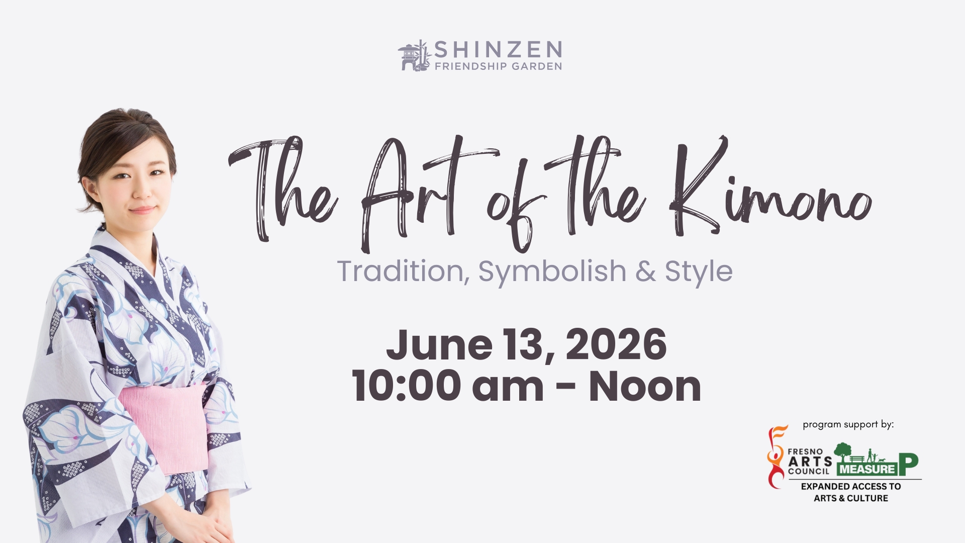 art of the kimono workshop on june 13 at shinzen garden. registration is required
