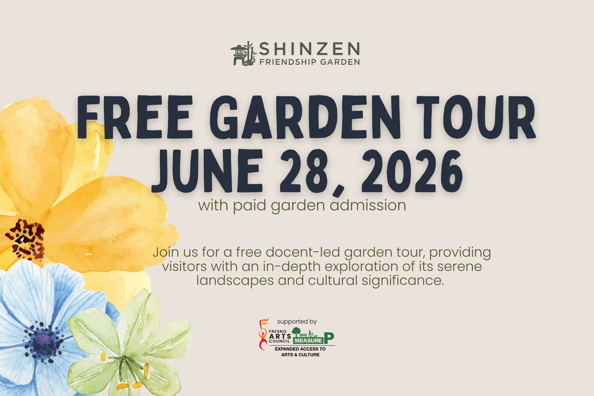 free docent led tour on june 28 at shinzen garden
