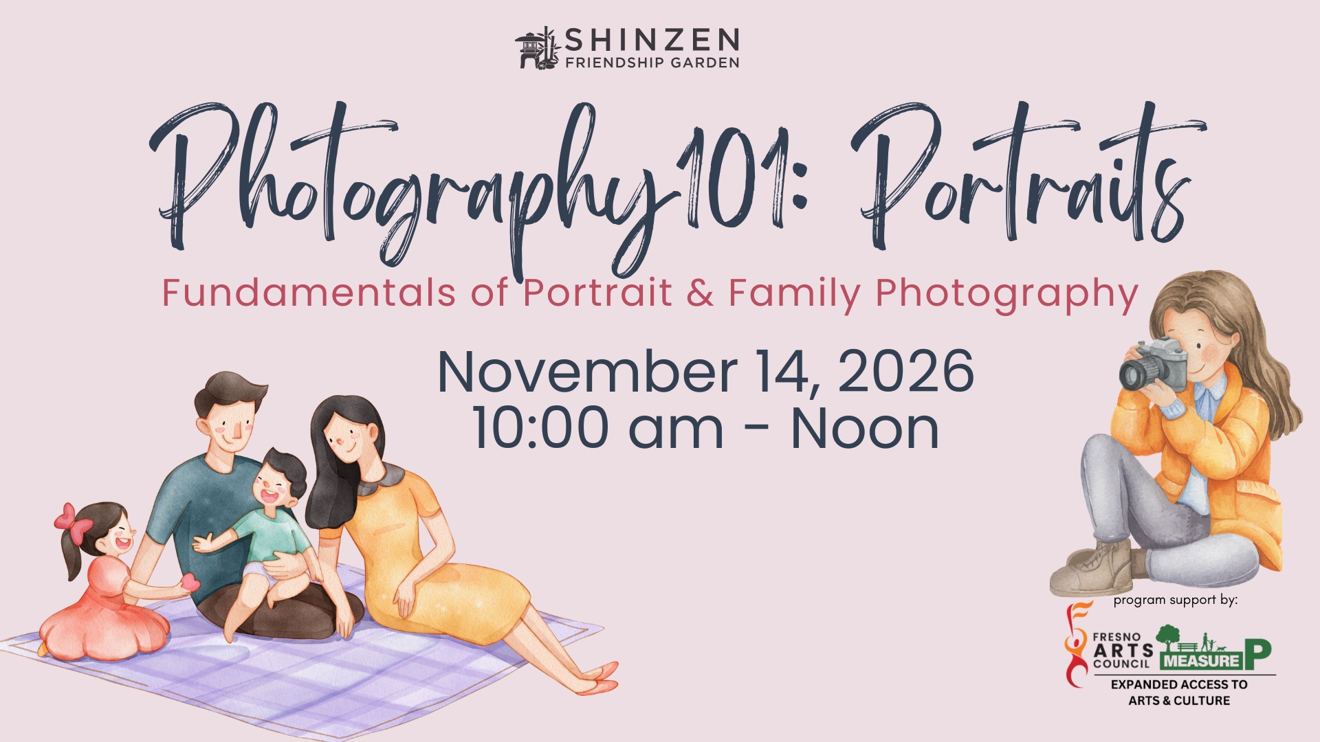 photography 101: portraits class at shinzen garden on november 14 2026