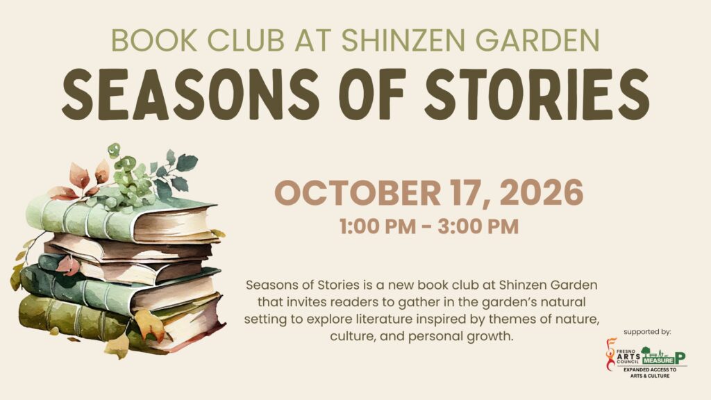 seasons of stories book club at shinzen garden october 17 2026